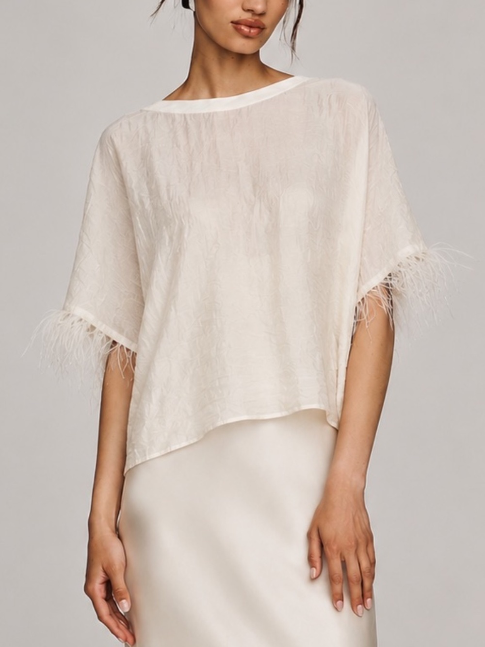 Tendenze | M | 100% Silk Feather Blouse | Made In Italy